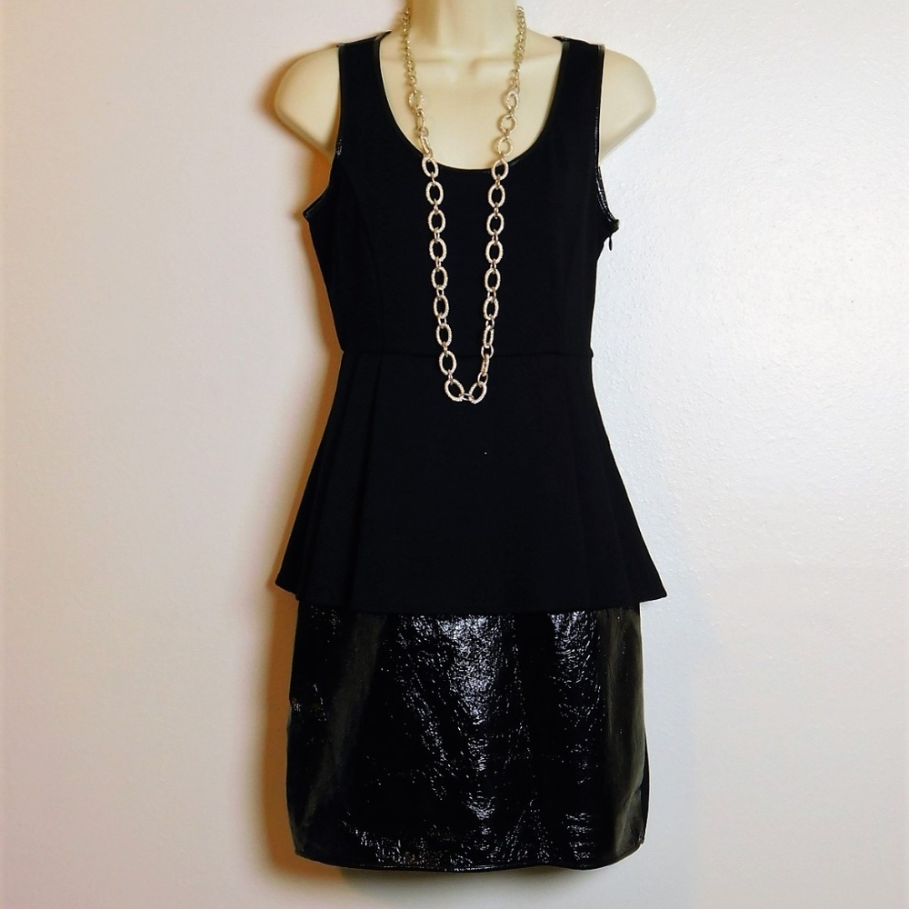 Catherine Malandrino Faux Leather Peplum Dress 4